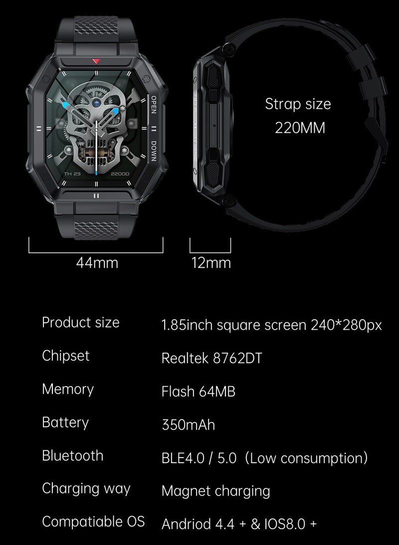 Men's Smartwatch 1.85" IPS full Touch Screen Sports Fitness Tracker Heart Rate Sleep Monitor Waterproof Smart Watch for Men