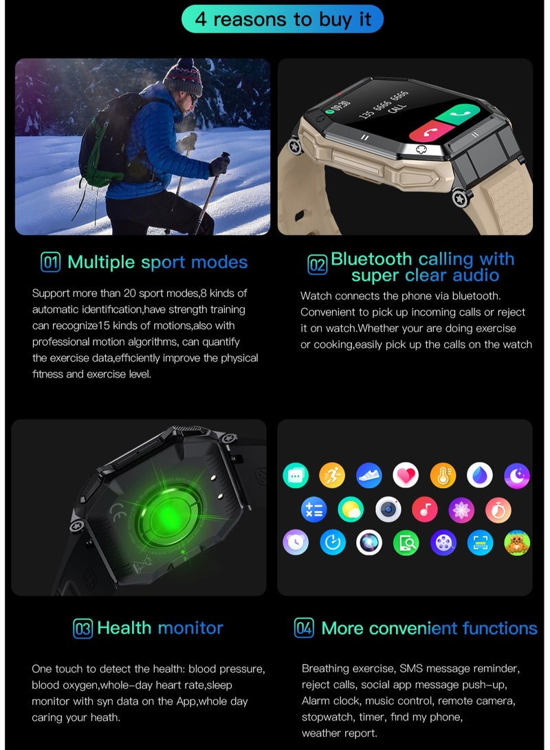 Men's Smartwatch 1.85" IPS full Touch Screen Sports Fitness Tracker Heart Rate Sleep Monitor Waterproof Smart Watch for Men