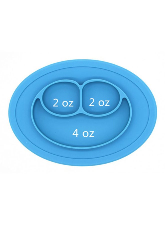 Silicon Plate, Happy Plate, Babies And Toddler, Non Slip, Suction Plate, Divided Plate, Bpa Free, 100% Food Grade Silicone, Oval Shaped, Blue - Image 2