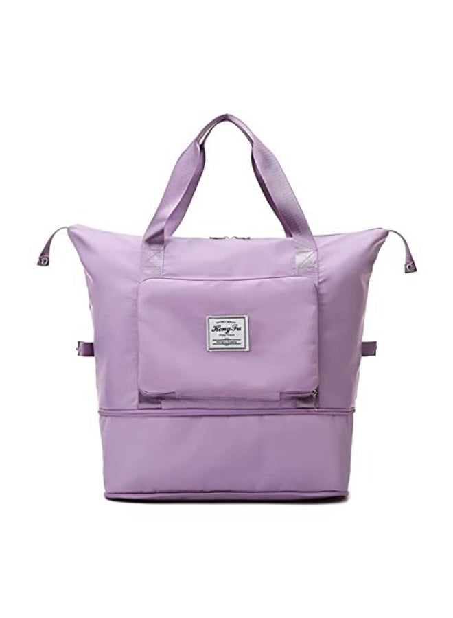 A multi-purpose bag that folds easily, features a front pocket and a top zipper, and can be attached to the handle of a suitcase. This bag is specially designed to combine style, comfort, and practicality. Available in mauve. - Image 1