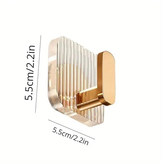 JBM ENTERPRISE Premium Transparent Wall Hooks with Gold Finish | No Drill Self Adhesive Wall Hooks for Hanging | Waterproof & Strong Hold Wall Hooks for Bathroom, Kitchen, Office & Bedroom Pack of 4 - Image 2