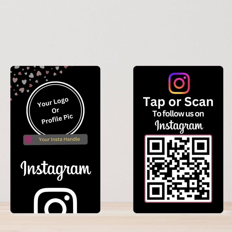 Tinydabba Custom Instagram NFC Card | With QR | With Logo & handle | 4K UV Printed | Black - Image 1