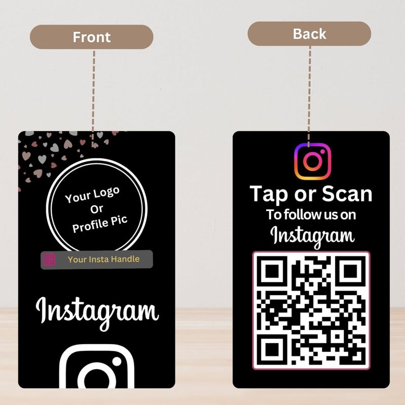 Tinydabba Custom Instagram NFC Card | With QR | With Logo & handle | 4K UV Printed | Black - Image 3