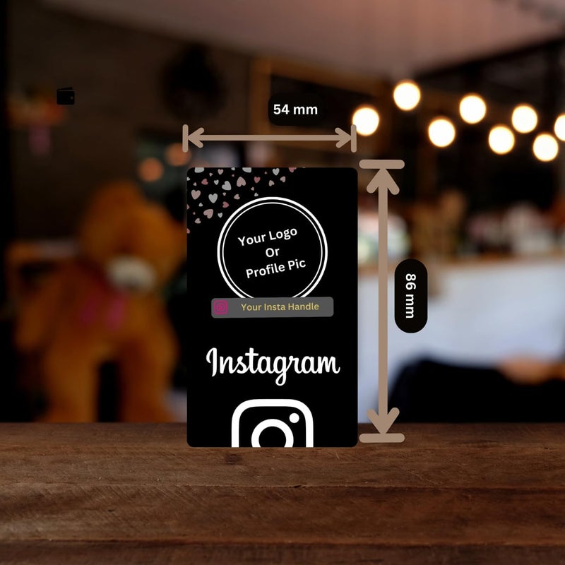 Tinydabba Custom Instagram NFC Card | With QR | With Logo & handle | 4K UV Printed | Black - Image 2