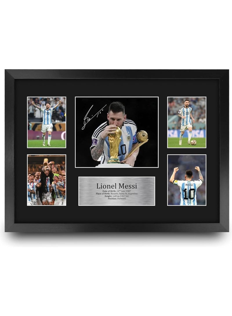 Today Idea Framed A3 Autographed Picture of Lionel Messi | Perfect Gift for Argentina Football Fans and Supporters (A3 Framed) - Image 1