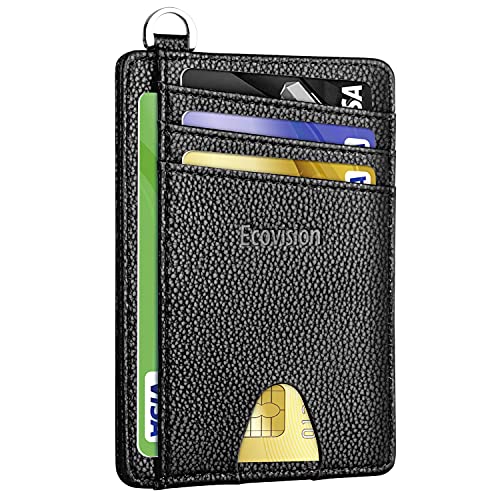 EcoVision Slim Minimalist Front Pocket Wallet, RFID Blocking Credit Card Holder Wallet with Detachable D-Shackle for Men Women - Image 1