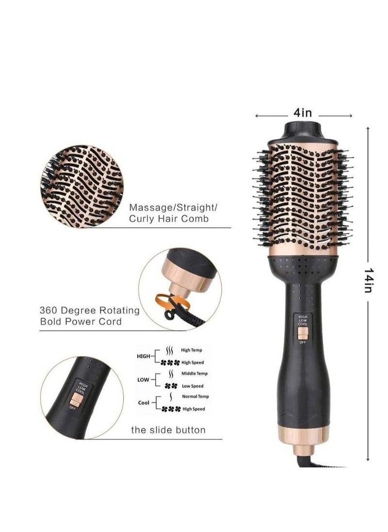 general Professional One Step Hair Dryer Brush Volumizer Straightener Negative Ion Hot Air Brushes Curling Iron Salon Rotating (Color : Gold, Size : 14 * 4 Inch) - Image 2