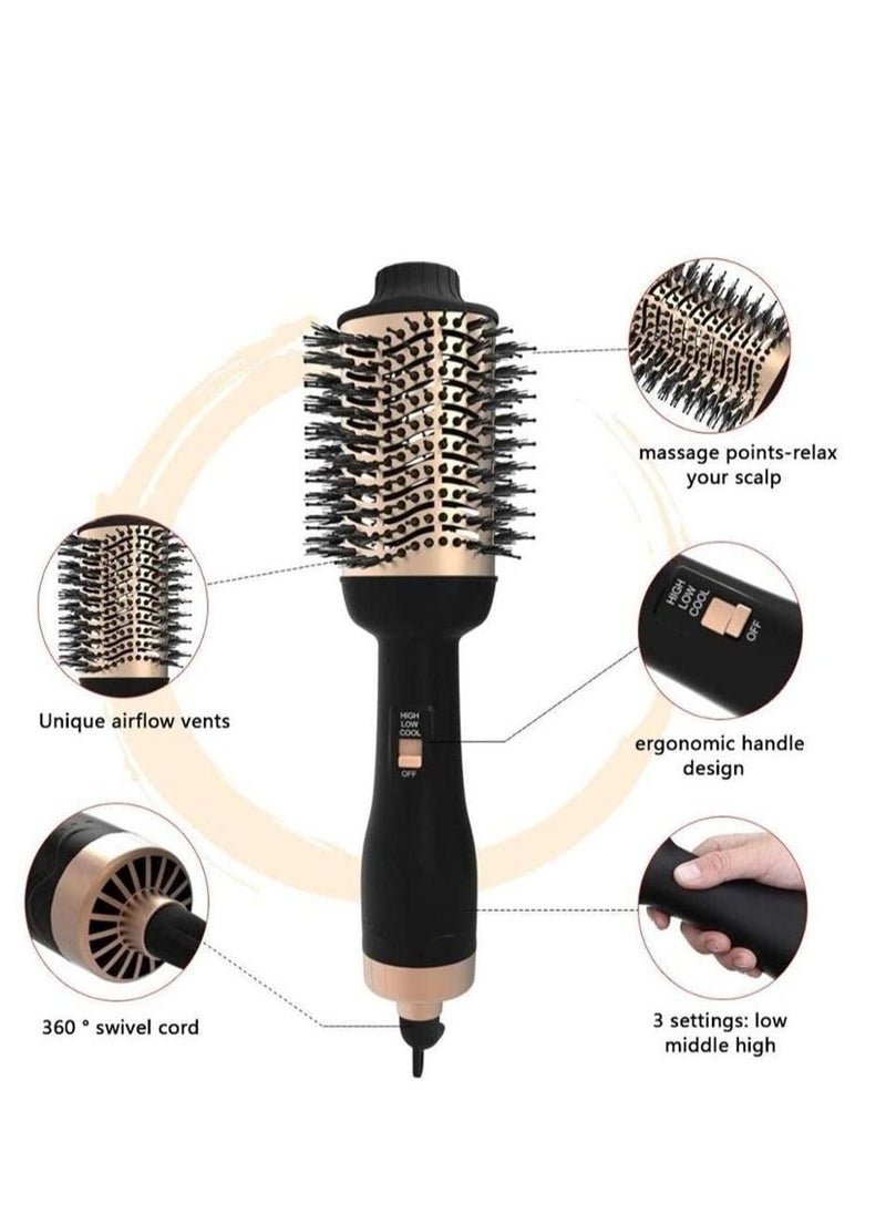 general Professional One Step Hair Dryer Brush Volumizer Straightener Negative Ion Hot Air Brushes Curling Iron Salon Rotating (Color : Gold, Size : 14 * 4 Inch) - Image 5
