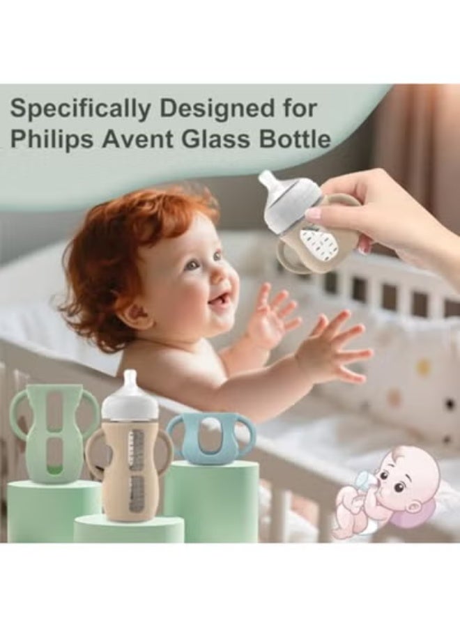 3PCS Philips Avent Glass Bottle Silicone Sleeves with Handles, Compatible with Philips Avent Glass Bottles 4 oz, Suitable for Avent Baby Bottles 4 oz, and Easy to Clean - Image 3