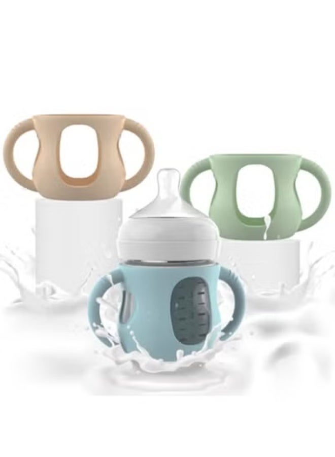 3PCS Philips Avent Glass Bottle Silicone Sleeves with Handles, Compatible with Philips Avent Glass Bottles 4 oz, Suitable for Avent Baby Bottles 4 oz, and Easy to Clean - Image 1