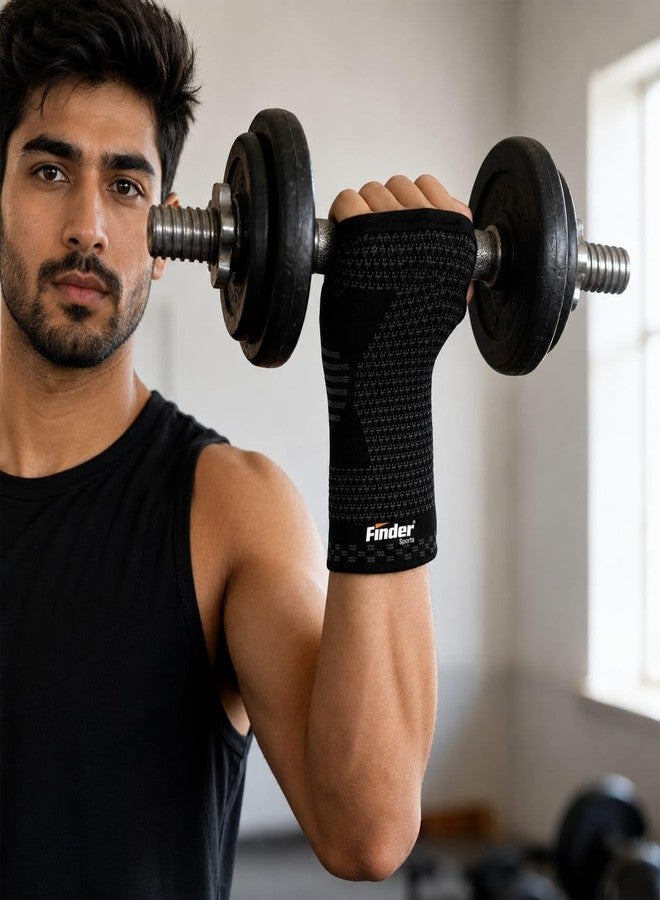 FINDER Palm Wrist Brace Compression Support for Carpal Tunnel, Wrist Pain Relief, Sprain, Arthritis & Sports Support – Breathable Elastic Wrist Sleeve for Men & Women - Image 2