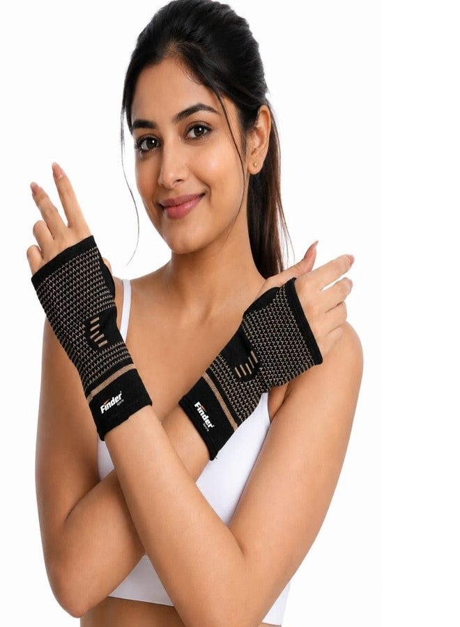 FINDER Palm Wrist Brace Compression Support for Carpal Tunnel, Wrist Pain Relief, Sprain, Arthritis & Sports Support – Breathable Elastic Wrist Sleeve for Men & Women - Image 1