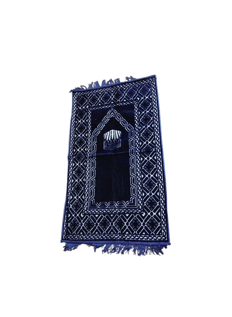 سجاده صلاة أم القري  مصنوعة من القطيفة الناعمة خامة عالية الجودة (أزرق غامق) - Image 2