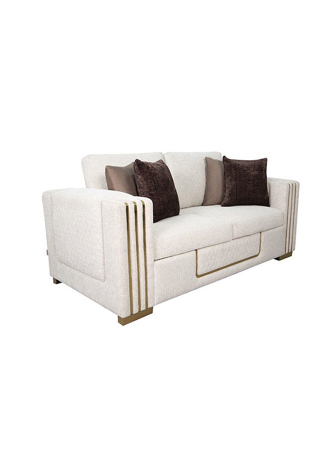DANUBE HOME Oberon 2 Seater Fabric Sofa Two Seat Sofas Living Room Furniture For Home L 178 x W 95 x H 80 cm Beige / Brown  - Image 2