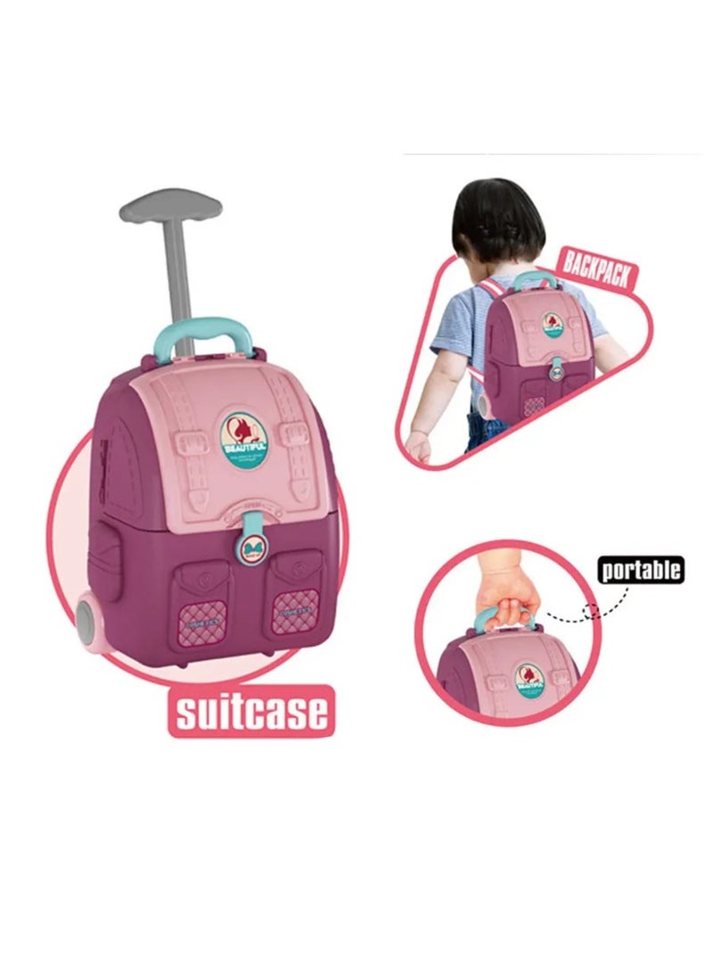 Kids Dressing Table Toy Backpack Maquiagem Infantil Cosmetic Beauty Makeup Toy for Girls Made of Plastic  - Image 2