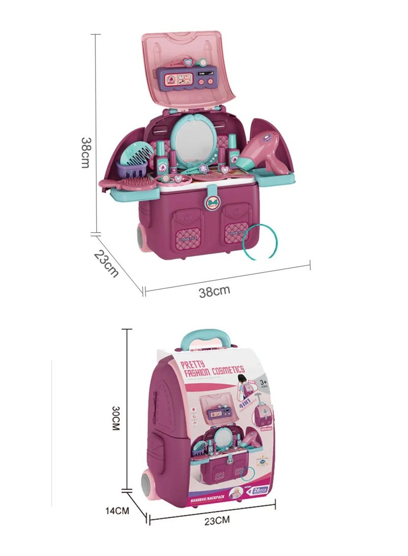 Kids Dressing Table Toy Backpack Maquiagem Infantil Cosmetic Beauty Makeup Toy for Girls Made of Plastic  - Image 3