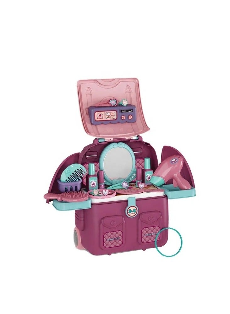 Kids Dressing Table Toy Backpack Maquiagem Infantil Cosmetic Beauty Makeup Toy for Girls Made of Plastic  - Image 4
