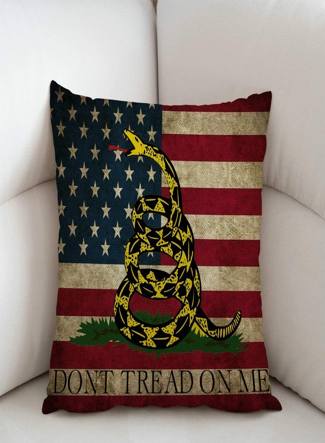 Swono Don't Tread On Me American Us Flag Retro Cotton Linen Throw Pillow Case Home Decorative Cushion Cover for Sofa Couch Bedding 18x18 Inches - Image 2