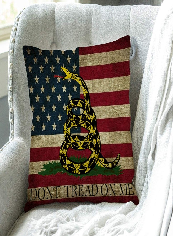 Swono Don't Tread On Me American Us Flag Retro Cotton Linen Throw Pillow Case Home Decorative Cushion Cover for Sofa Couch Bedding 18x18 Inches - Image 3