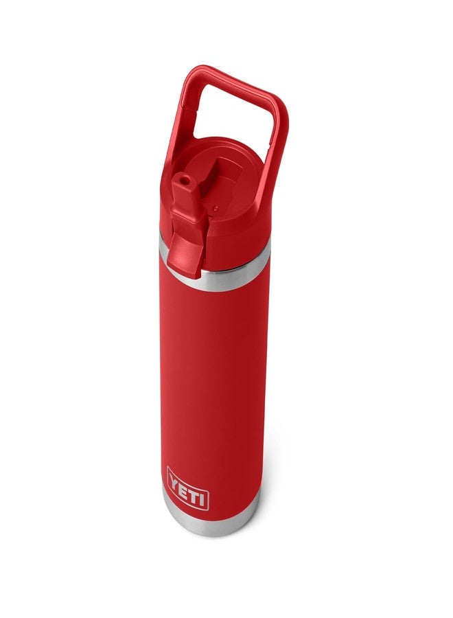 YETI Rambler 18 oz Bottle, Vacuum Insulated, Stainless Steel with Color Matching Straw Cap, Rescue Red - Image 1