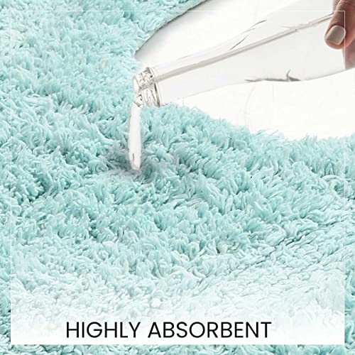 SASHAA WORLD Solid Anti-Skid Cotton Bathmat and Contour Set for Bathroom, Ultra Soft & Absorbent, Tufted Weave, Anti-Slip Latex Backing, Includes Contour & Rectangle Mat, 50X80cm, Ice Blue Pack of 2 - Image 5