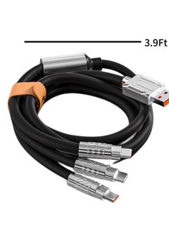 XIPH Fast Charging Cable 6A 120W, 3-in-1 USB Cable (Type C, Micro-USB, Lightning) for iPhone, iPad, Samsung – 1.2 Meter, Black  - Image 4