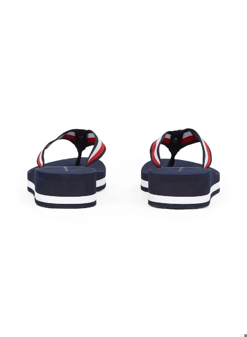 TOMMY HILFIGER Signature Strap Wedge Flip Flops