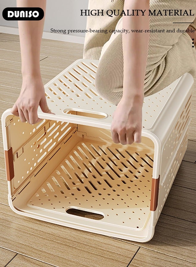 DUNISO Foldable Plastic Laundry Basket,Large Capacity Dirty Clothes Basket with Handles Easy to Lift,Rectangular Laundry Hamper Waterproof Dirty Clothes Organizer for Bathroom Washroom  - Image 5