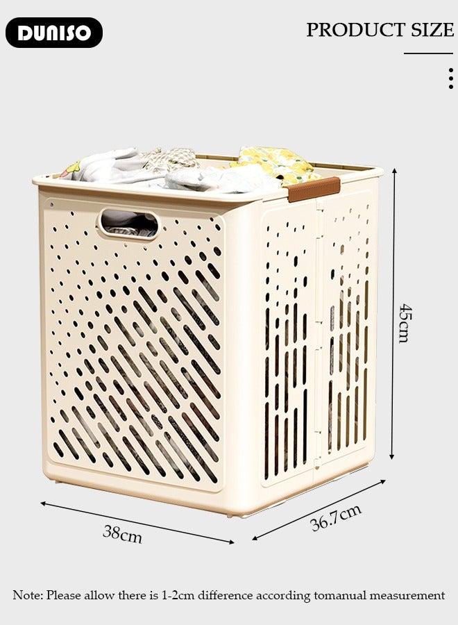 DUNISO Foldable Plastic Laundry Basket,Large Capacity Dirty Clothes Basket with Handles Easy to Lift,Rectangular Laundry Hamper Waterproof Dirty Clothes Organizer for Bathroom Washroom  - Image 4