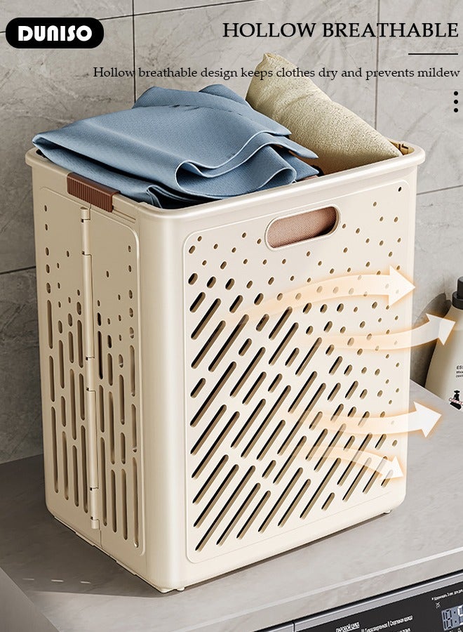 DUNISO Foldable Plastic Laundry Basket,Large Capacity Dirty Clothes Basket with Handles Easy to Lift,Rectangular Laundry Hamper Waterproof Dirty Clothes Organizer for Bathroom Washroom  - Image 3