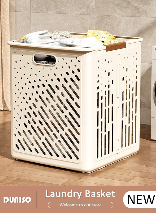 DUNISO Foldable Plastic Laundry Basket,Large Capacity Dirty Clothes Basket with Handles Easy to Lift,Rectangular Laundry Hamper Waterproof Dirty Clothes Organizer for Bathroom Washroom  - Image 1