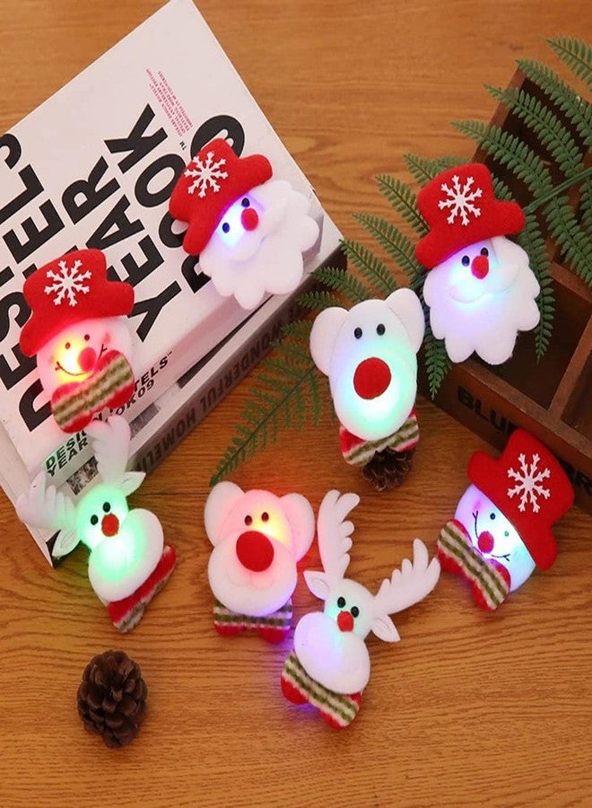 OIDIMS أربع قطع من دبابيس الزينة المضيئة اللطيفة لعيد الميلاد، مزودة بإضاءة LED متوهجة على شكل بابا نويل، غزال، رجل ثلج، ودب. إكسسوارات رائعة للفتيات المراهقات والنساء والفتيان، مثالية لحفلات عيد الميلاد. - Image 5