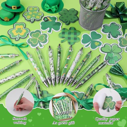 Zenoble 108Pcs St. Patrick's Day Pens and Sticky Notes Bulk Green Shamrock Sticky Note with Ribbons Coworkers Gifts for St. Patrick's Day Stationary Office Classroom Party Favors - Image 3