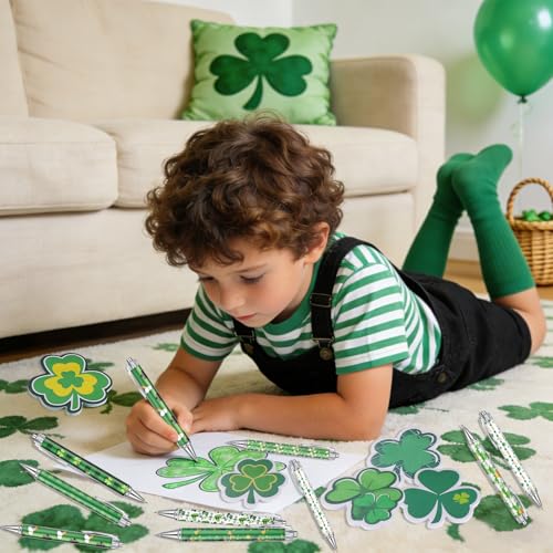 Zenoble 108Pcs St. Patrick's Day Pens and Sticky Notes Bulk Green Shamrock Sticky Note with Ribbons Coworkers Gifts for St. Patrick's Day Stationary Office Classroom Party Favors - Image 4