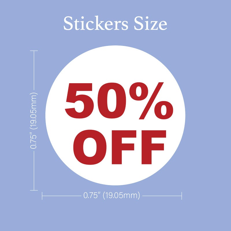 Store Fixtures Direct 50% Percent Off Mark Down Dot Stickers, 3/4" Round Self Adhesive Retail Circle Labels, 1000 Pack - Image 2