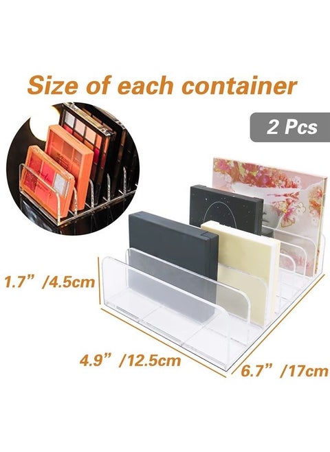 2 Pack Eyeshadow Palette Makeup Organizer,Eyeshadow Storage Holder,Acrylic Cosmetic Organizer for Vanities,Bathroom Countertop,Cabinets,7 Section