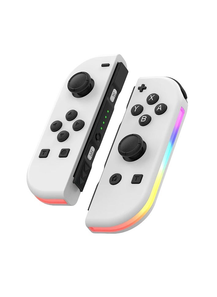 RGB Wireless Controller, 6 Axis Gyro Bluetooth Joystick Controller, Lightweight And Portable Gamepad With Wake Up Function, Dual Vibration Gaming Controller For Nintendo Switch, (White) - Image 1
