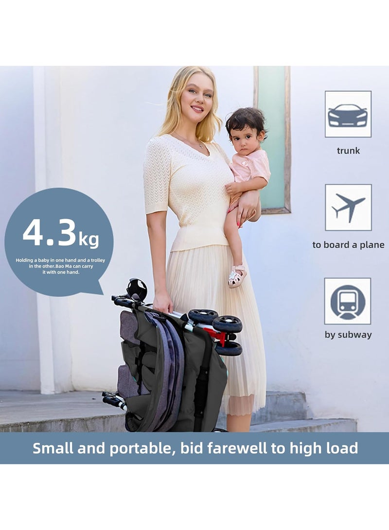 AUTOYSUR Lightweight Stroller, Foldable Baby Stroller with Waterproof Canopy, Travel Stroller with Cup Holder and Storage Basket, 0-36 Months Toddler Stroller, Gray - Image 4