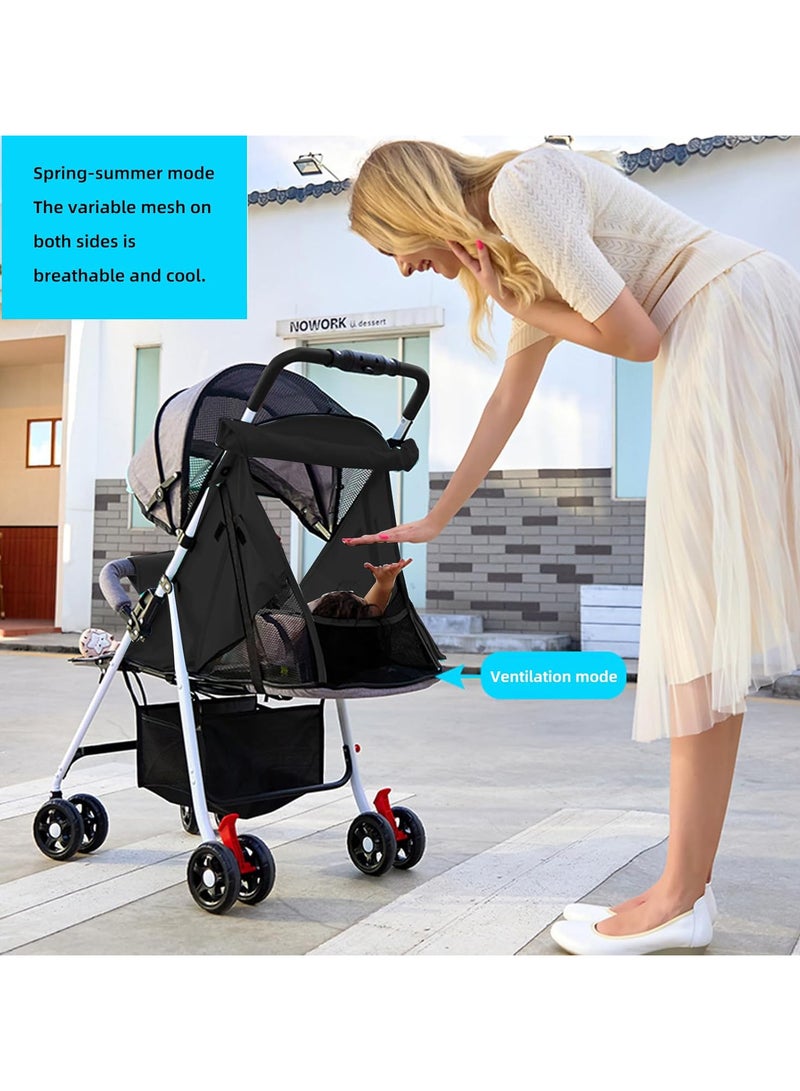 AUTOYSUR Lightweight Stroller, Foldable Baby Stroller with Waterproof Canopy, Travel Stroller with Cup Holder and Storage Basket, 0-36 Months Toddler Stroller, Gray - Image 5