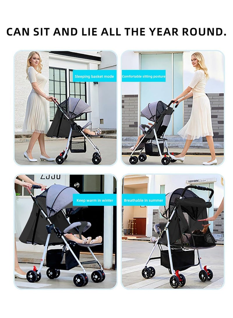 AUTOYSUR Lightweight Stroller, Foldable Baby Stroller with Waterproof Canopy, Travel Stroller with Cup Holder and Storage Basket, 0-36 Months Toddler Stroller, Gray - Image 3