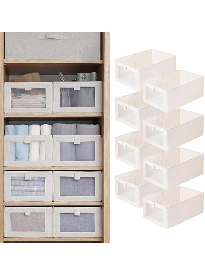 Hihonor 8 Pieces Foldable Closet Storage Organizer Washable Closet Storage Box with Carrying Handles Cube Storage Bin for Clothes Wardrobe Home Bedroom Office - Image 1