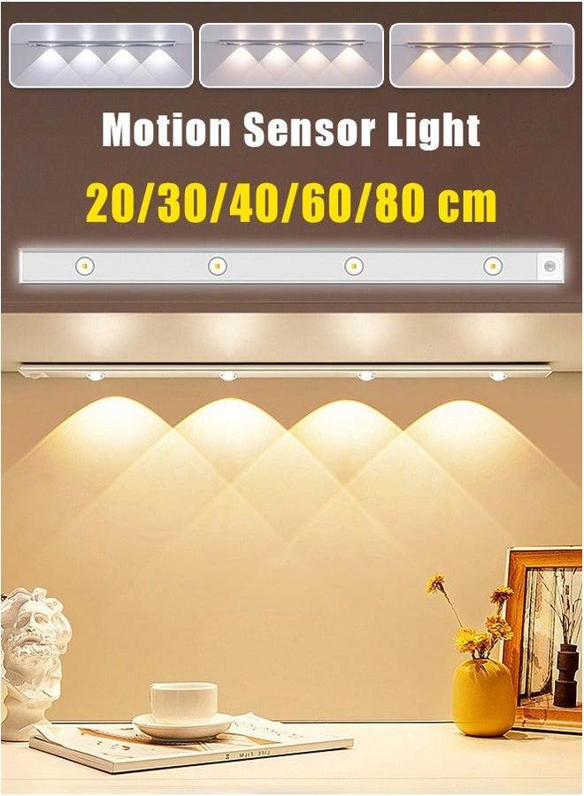 HOMESTAR Motion Sensor Light - Aluminum Alloy LED Cordless Under Cabinet White, Warm, Natural Human Body Magnetic Installation Rechargeable Night for Kitchen, Staircase, Bedroom, Drawer - Image 1