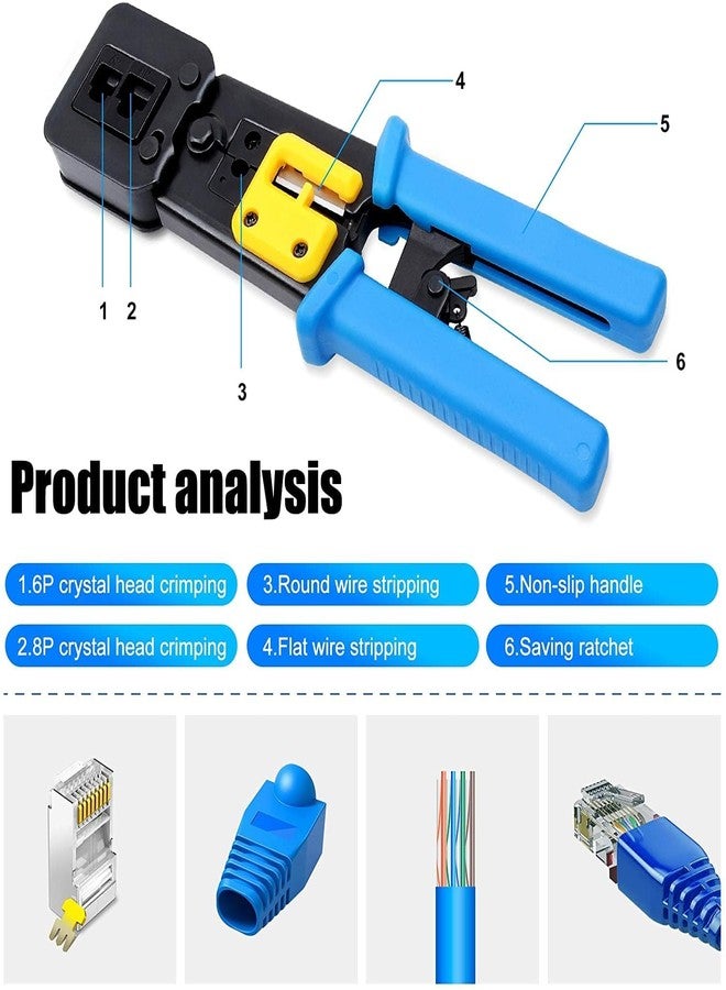 CLUSPEX Crimping Tool for Pass Through Connector RJ11 and RJ45 Plugs Networking Cat5/5e and Cat6 Crimp Tool - Image 5