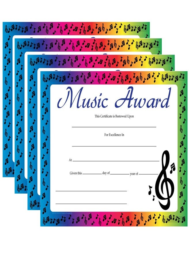 SHAPES ETC. 30 pcs Music Award Recognition Certificates 11in x 8.5in Academic Recognition Music Teachers School Certificate Musicians Musical Achievement Kids Awards Band Achievements Made in The USA - Image 1