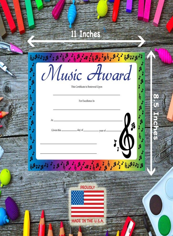 SHAPES ETC. 30 pcs Music Award Recognition Certificates 11in x 8.5in Academic Recognition Music Teachers School Certificate Musicians Musical Achievement Kids Awards Band Achievements Made in The USA - Image 3