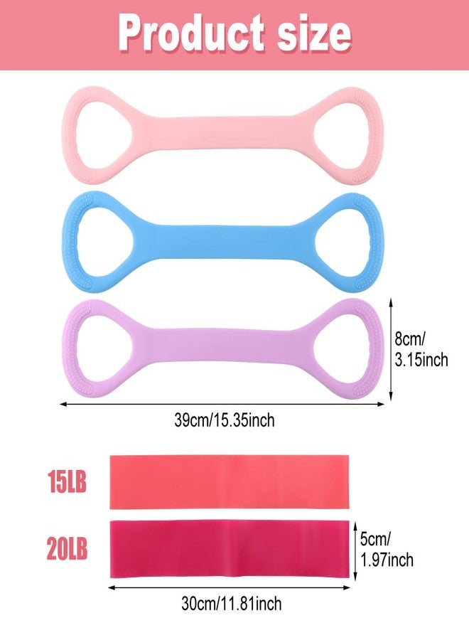 Kazheon 3pcs Figure 8 Fitness Resistance Band Elastic Bands for Working Out Elastic Rope Stretch Fitness Band Training Exercise Bands for Women Yoga (Color:red) - Image 2