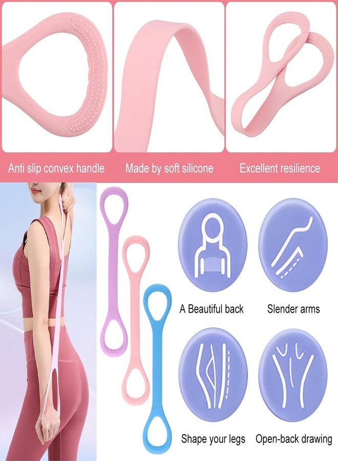 Kazheon 3pcs Figure 8 Fitness Resistance Band Elastic Bands for Working Out Elastic Rope Stretch Fitness Band Training Exercise Bands for Women Yoga (Color:red) - Image 4