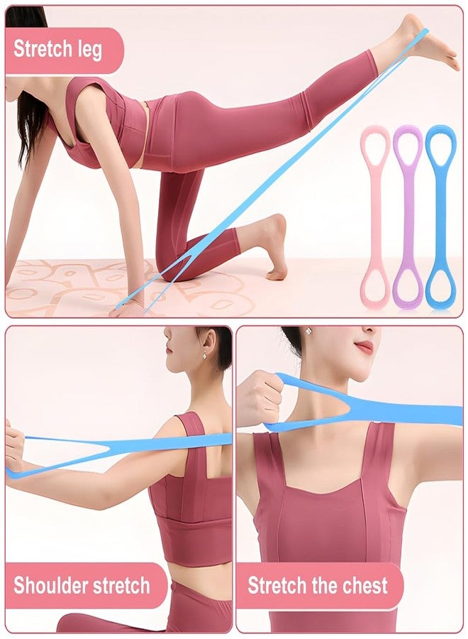 Kazheon 3pcs Figure 8 Fitness Resistance Band Elastic Bands for Working Out Elastic Rope Stretch Fitness Band Training Exercise Bands for Women Yoga (Color:red) - Image 5
