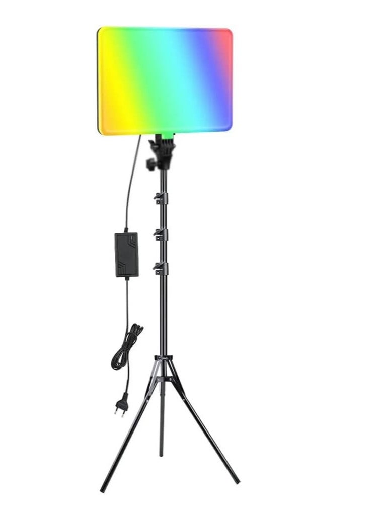 Generic Rgb Video Studio Lights Led Flat Plate Lamp Tripod 360° Full Color Dimmable Remote Control Photography Lighting Photo Shooting  - Image 1