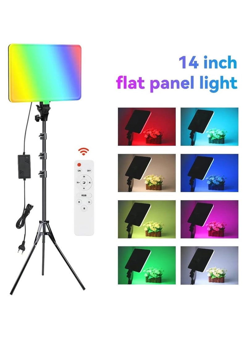 Generic Rgb Video Studio Lights Led Flat Plate Lamp Tripod 360° Full Color Dimmable Remote Control Photography Lighting Photo Shooting  - Image 2